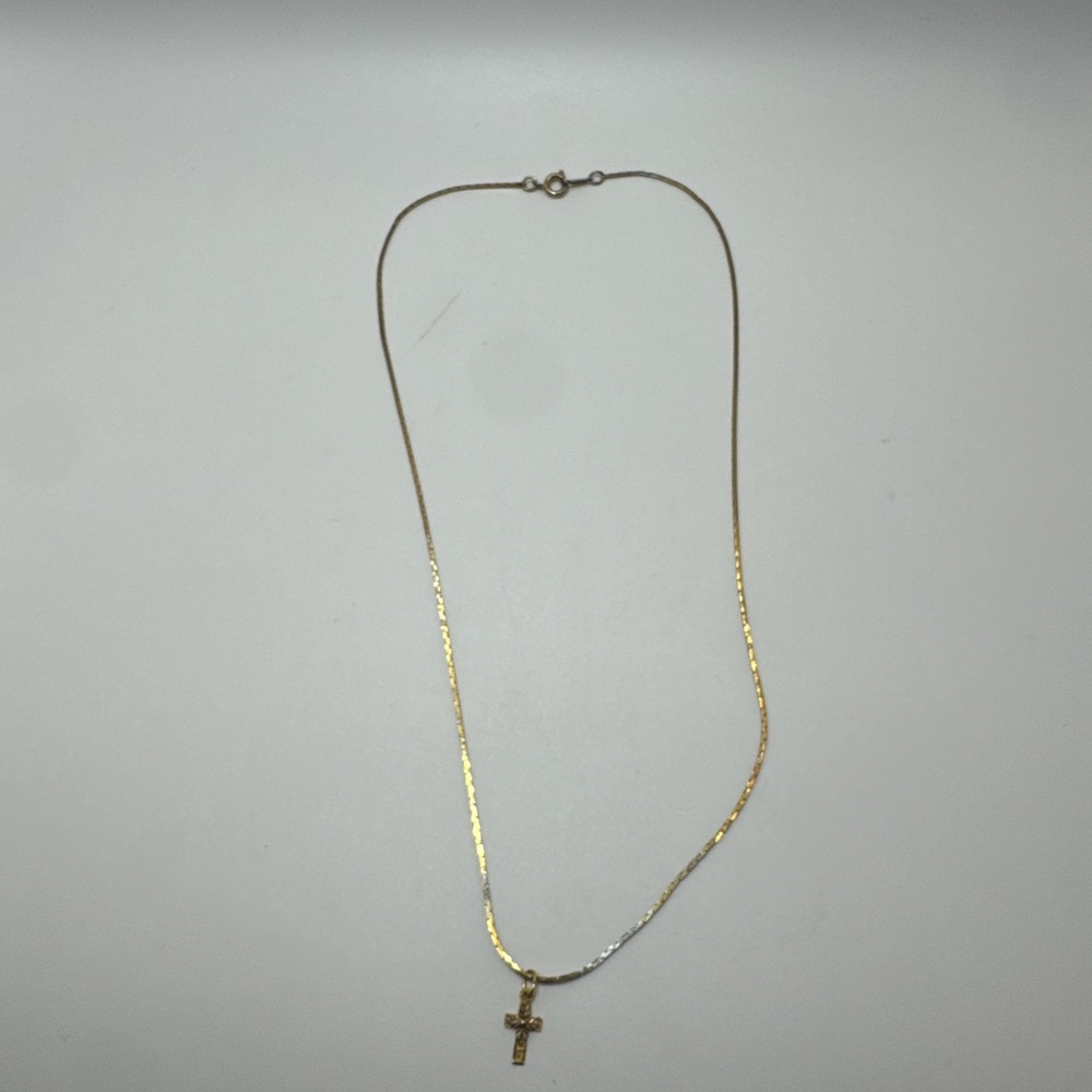 10 K 2.76gram Gold Black Hills cross pendant Korea Made Chain Gold Plated 18" L